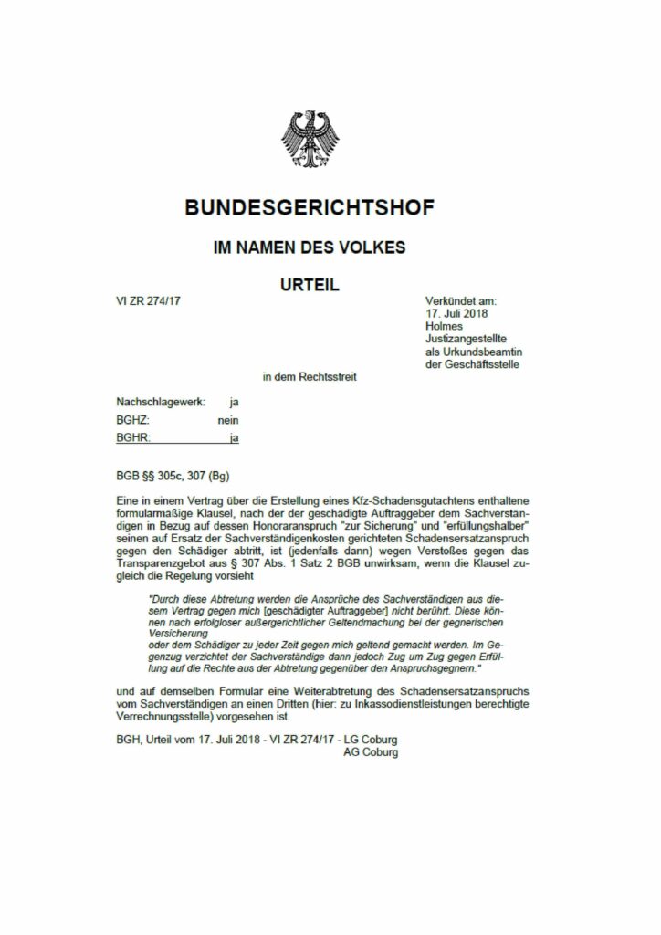 Abtretung an Inkassobüro - unwirksam