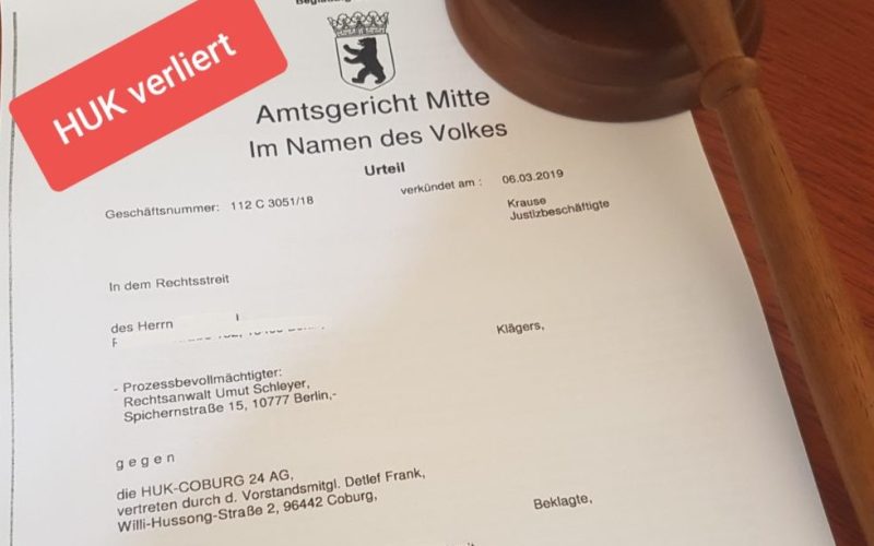 Versicherung kürzt Gutachten - HUk verliert vor Gericht